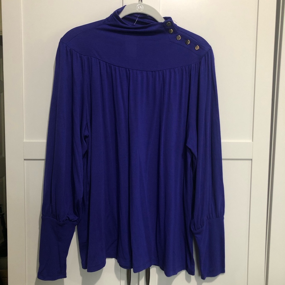 Ann Taylor Royal Blue Blouse with Button Accents